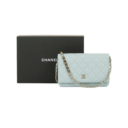 Chanel 2022 Blue Caviar Tiny CC Wallet on Chain