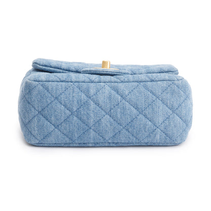 Chanel 2022 Blue Denim Pearl Crush Square Mini Flap Bag