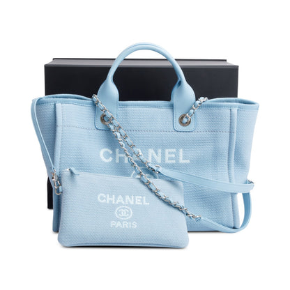 Chanel 2022 Blue Mixed Fibers Small Deauville Tote