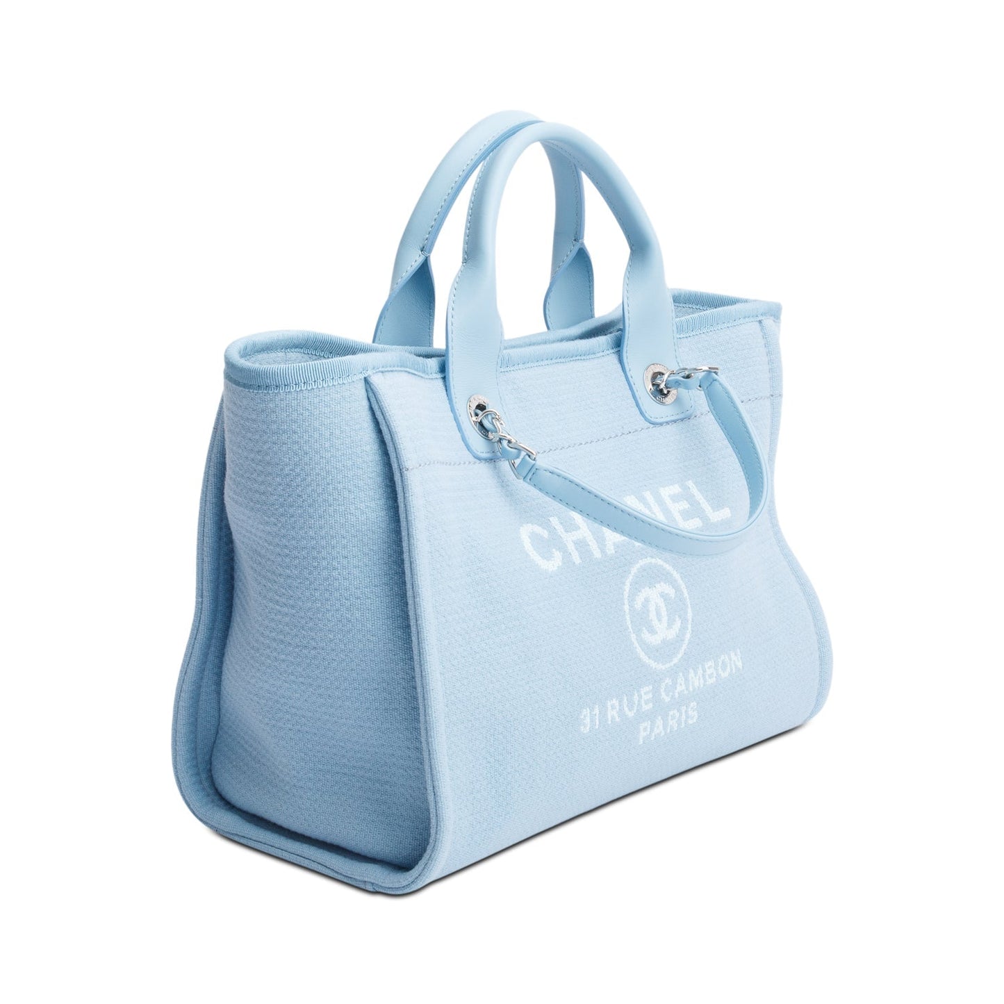Chanel 2022 Blue Mixed Fibers Small Deauville Tote