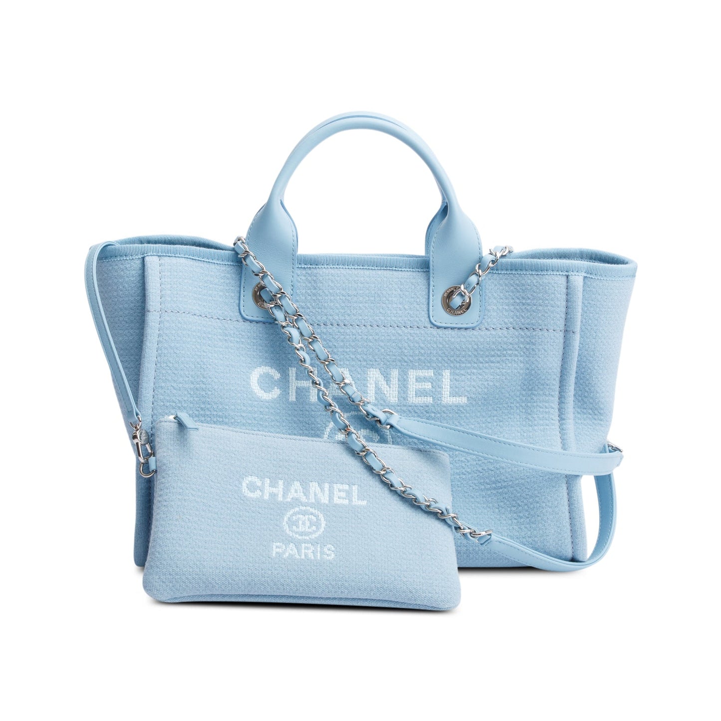 Chanel 2022 Blue Mixed Fibers Small Deauville Tote