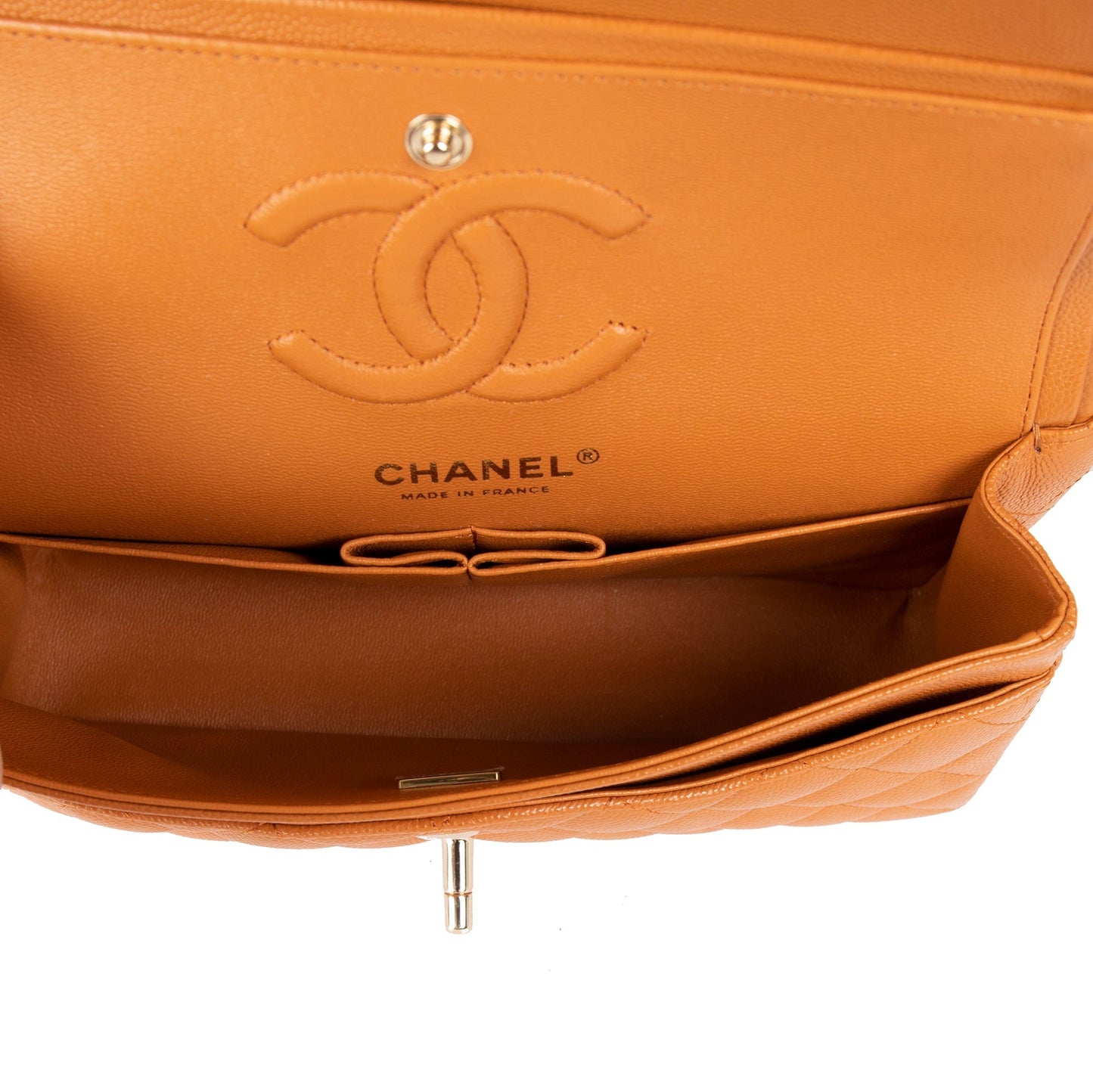 Chanel 2022 Brown Caviar Small Classic Double Flap Bag