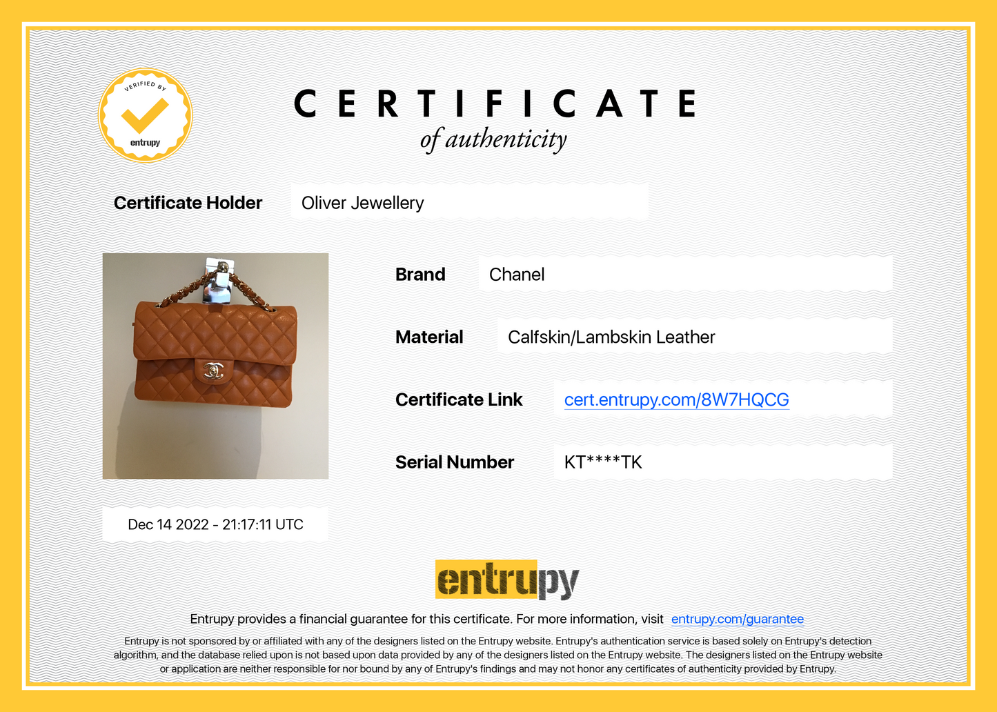 Chanel 2022 Brown Caviar Small Classic Double Flap Bag