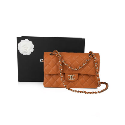 Chanel 2022 Brown Caviar Small Classic Double Flap Bag
