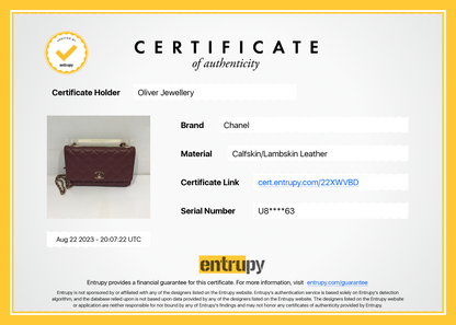 Chanel 2022 Burgundy Lambskin Leather Trendy Wallet on Chain