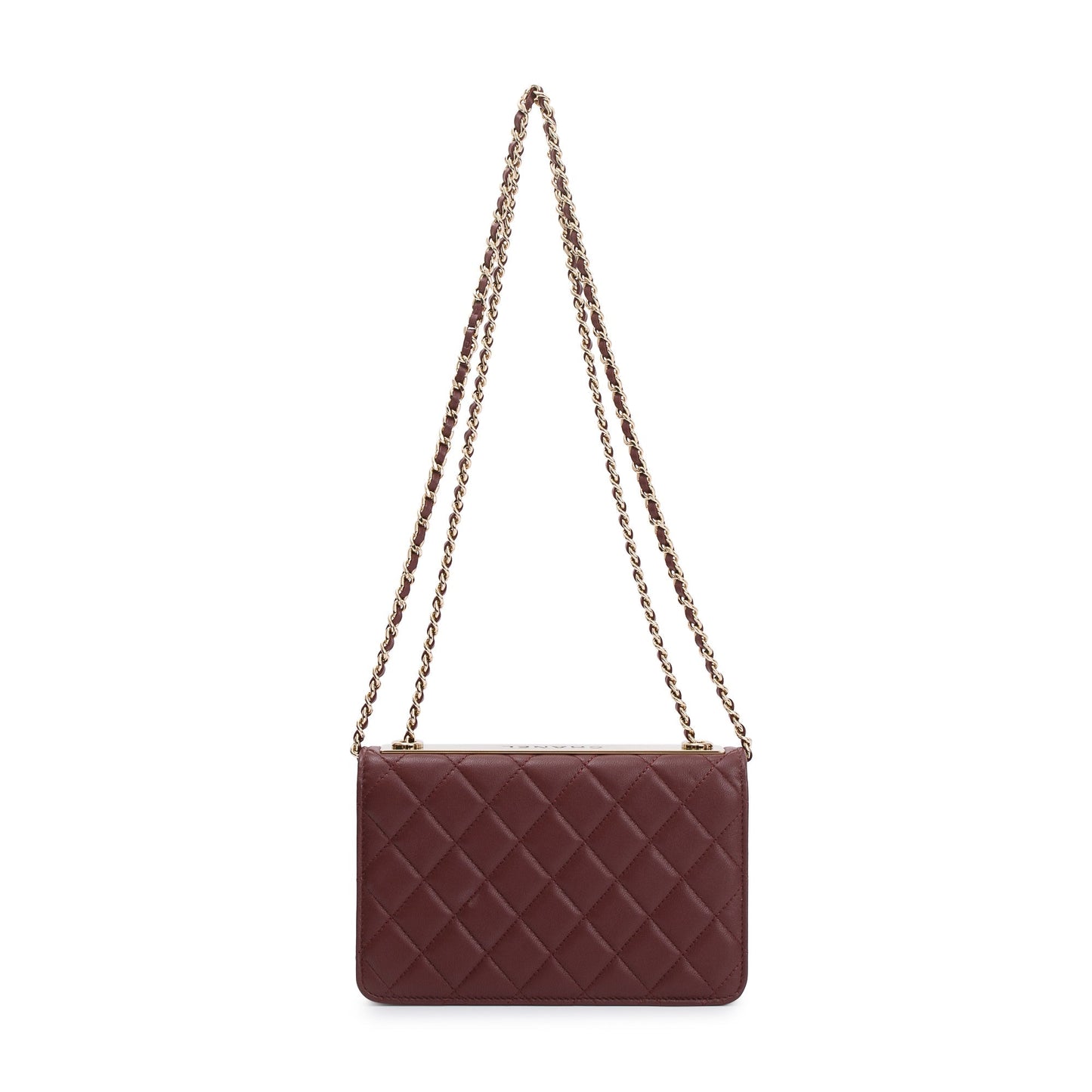 Chanel 2022 Burgundy Lambskin Leather Trendy Wallet on Chain