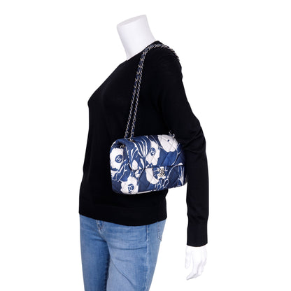 Chanel 2022 Floral Printed Silk CC Medium Single Flap Bag