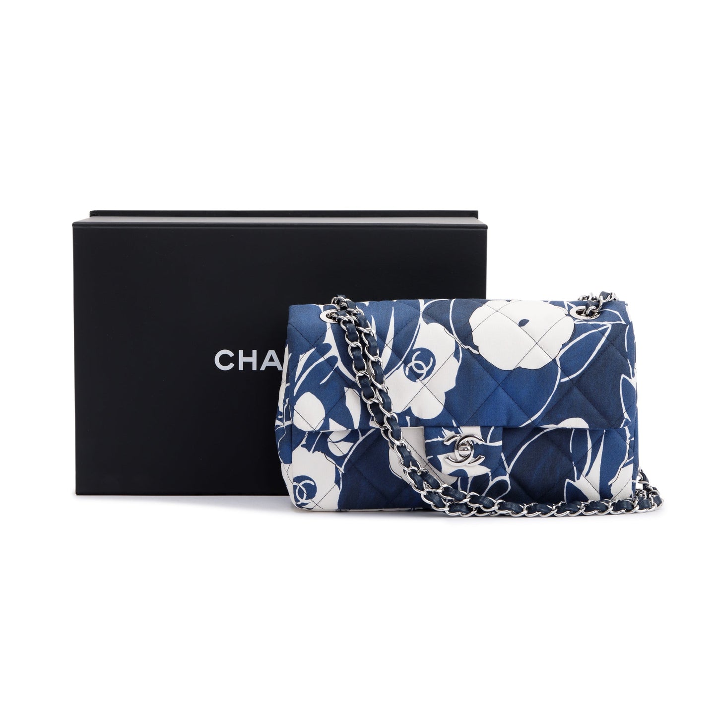 Chanel 2022 Floral Printed Silk CC Medium Single Flap Bag