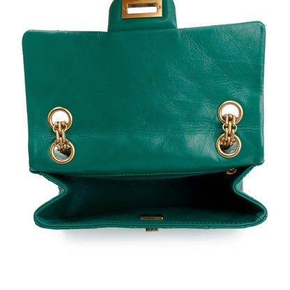 Chanel 2022 Green Aged Calfskin Leather Mini 2.55 Reissue Flap Bag