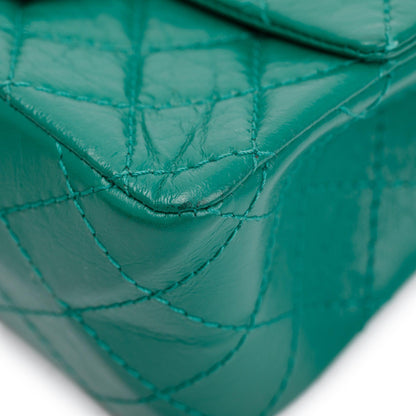 Chanel 2022 Green Aged Calfskin Leather Mini 2.55 Reissue Flap Bag