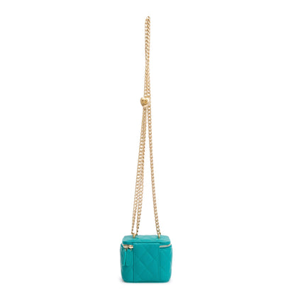 Chanel 2022 Green Caviar Leather Mini Heart Crush Vanity Case