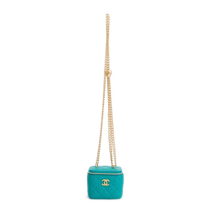 Chanel 2022 Green Caviar Leather Mini Heart Crush Vanity Case
