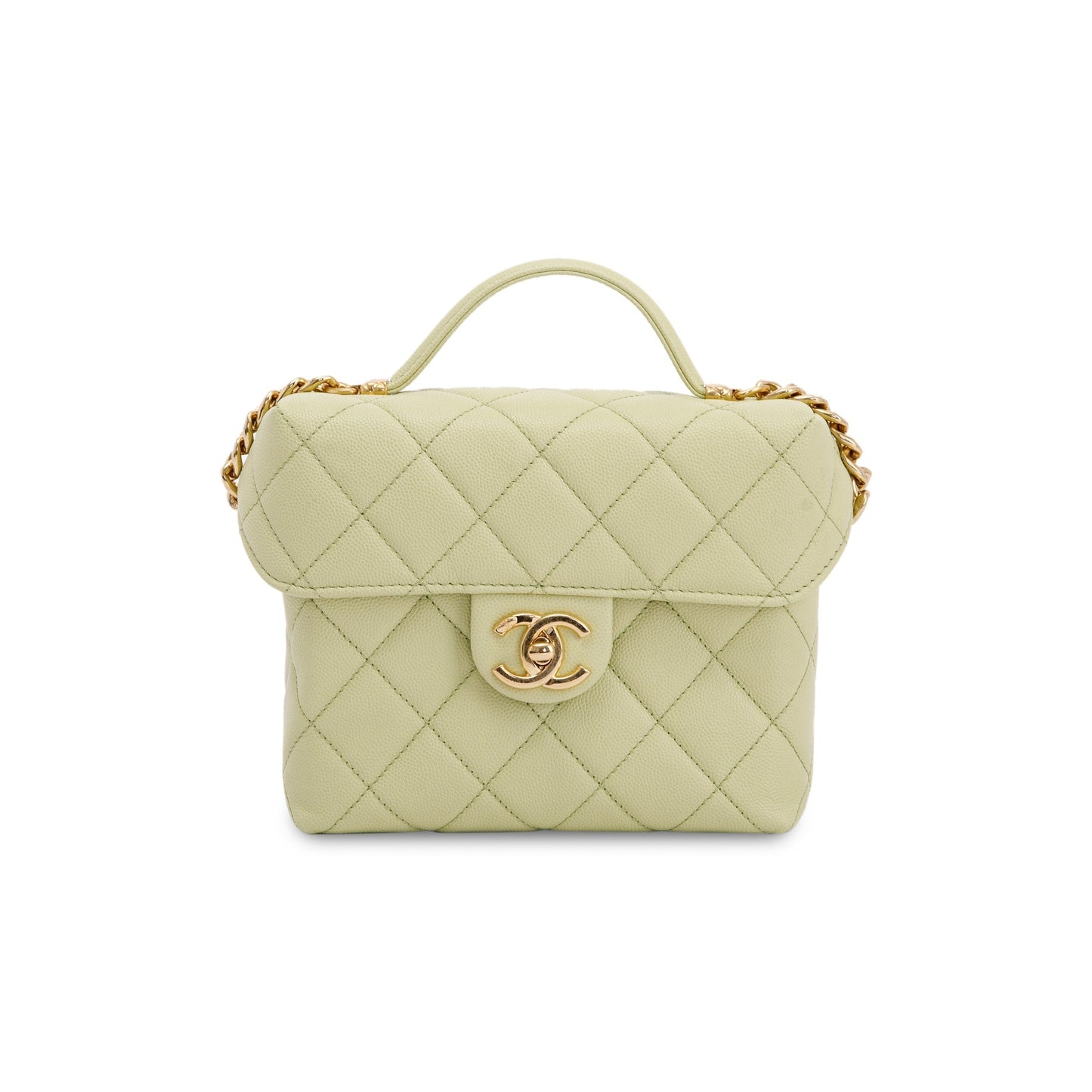 Chanel 2022 Green Caviar Leather Small Vanity Case