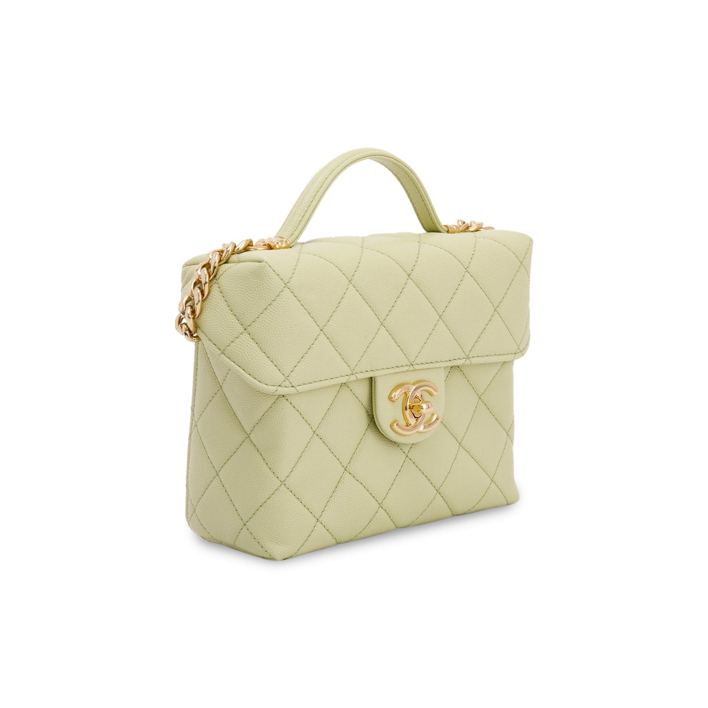 Chanel 2022 Green Caviar Leather Small Vanity Case