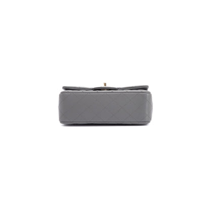 Chanel 2022 Grey Lambskin Quilted Mini Top Handle Rectangular Flap Bag