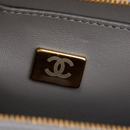 Chanel 2022 Grey Quilted Calfskin Leather Coco Vault Small Vanity Case