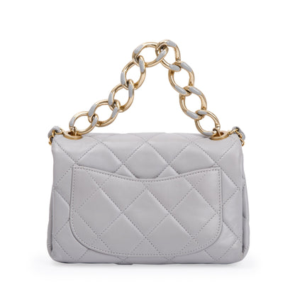 Chanel 2022 Grey Quilted Lambskin Leather Small Color Match Flap Bag