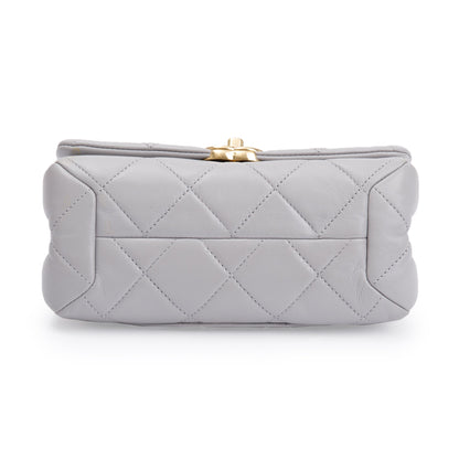 Chanel 2022 Grey Quilted Lambskin Leather Small Color Match Flap Bag