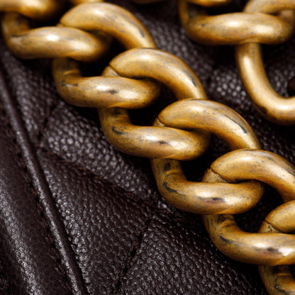 Chanel 2022 Marron Caviar Leather Small Boy Bag