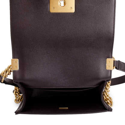 Chanel 2022 Marron Caviar Leather Small Boy Bag