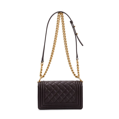 Chanel 2022 Marron Caviar Leather Small Boy Bag