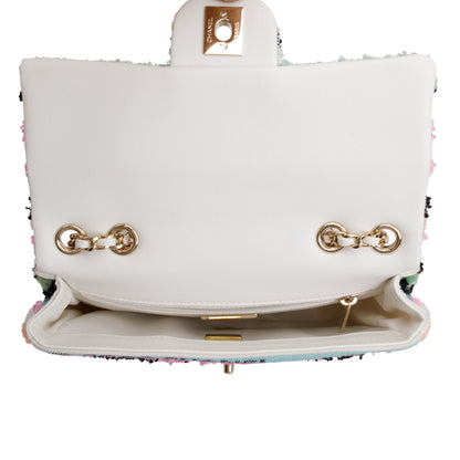 Chanel 2022 Multicolor Sequin Coco Logo Mini Flap Bag