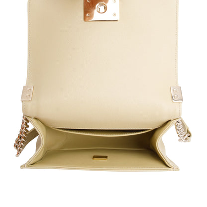 Chanel 2022 Neutral Caviar Leather Small Boy Bag