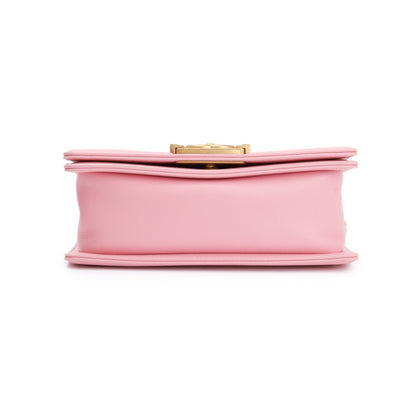 Chanel 2022 Pink Calfskin Leather Small Boy Bag