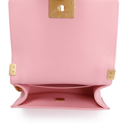 Chanel 2022 Pink Calfskin Leather Small Boy Bag