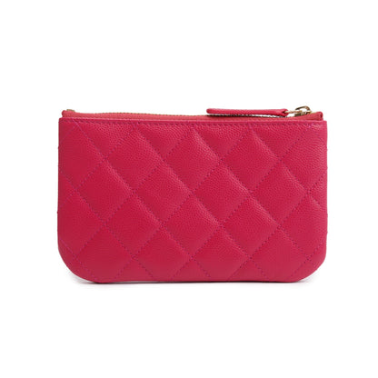 Chanel 2022 Pink Caviar Classic Mini O-Case Pouch