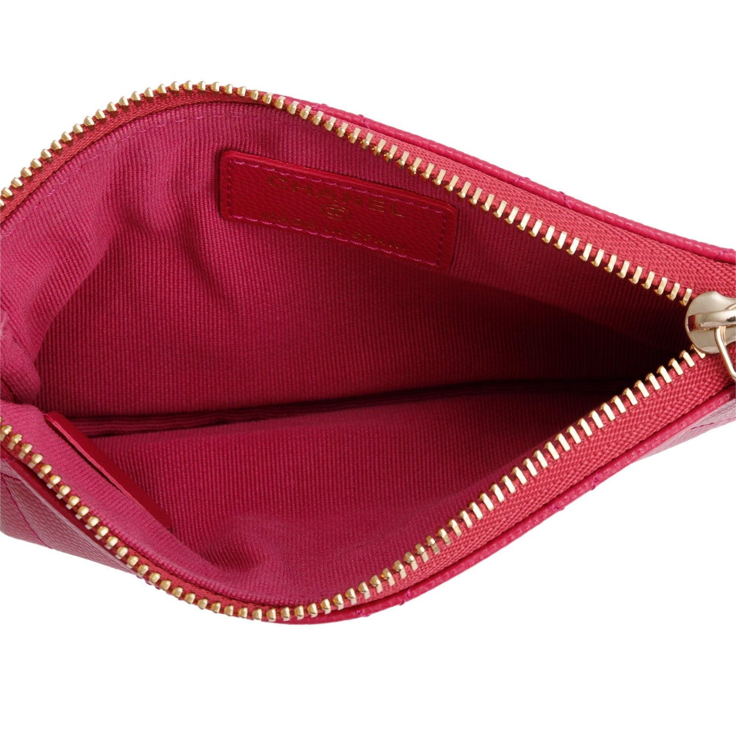 Chanel 2022 Pink Caviar Classic Mini O-Case Pouch