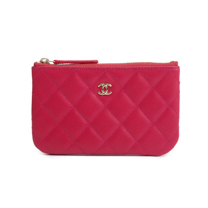 Chanel 2022 Pink Caviar Classic Mini O-Case Pouch