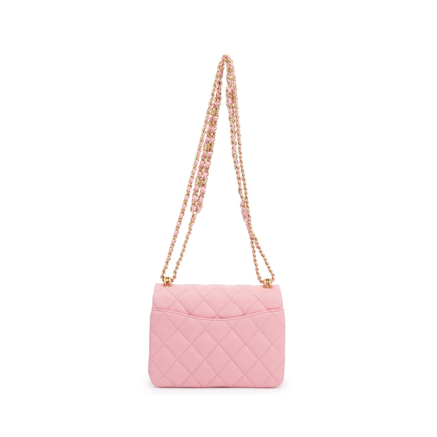 Chanel 2022 Pink Caviar Leather Mini Coco First Flap Bag