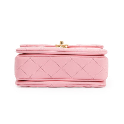 Chanel 2022 Pink Caviar Leather Mini Coco First Flap Bag