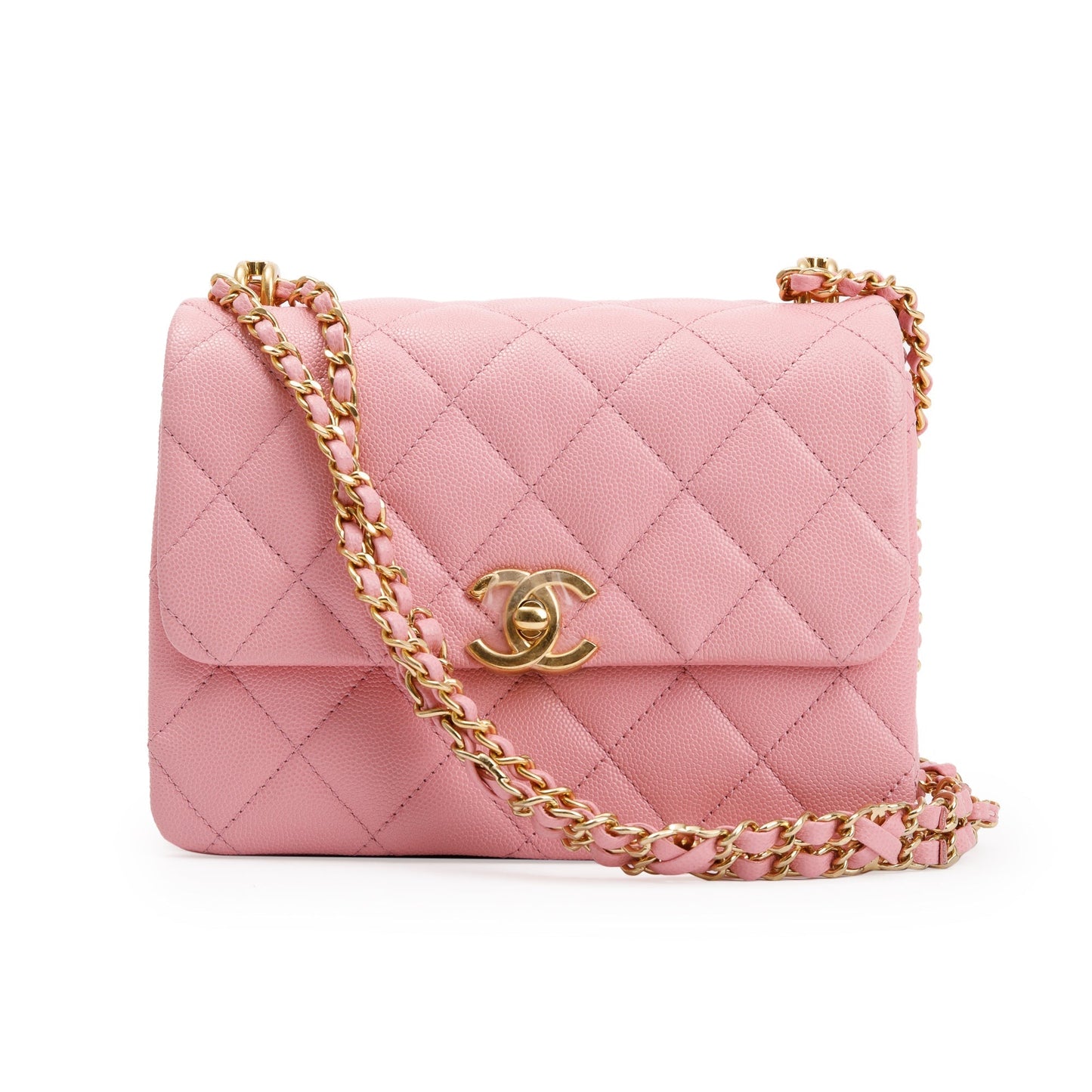 Chanel 2022 Pink Caviar Leather Mini Coco First Flap Bag