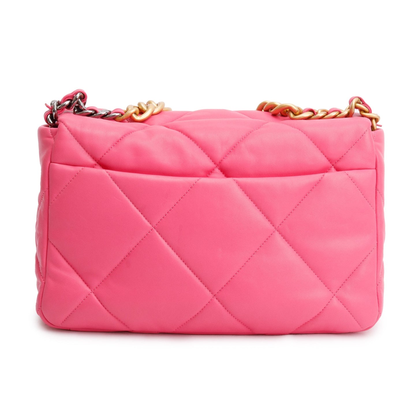 Chanel 2022 Pink Lambskin Leather Large 19 Flap Bag