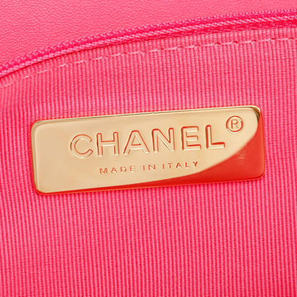 Chanel 2022 Pink Lambskin Leather Large 19 Flap Bag