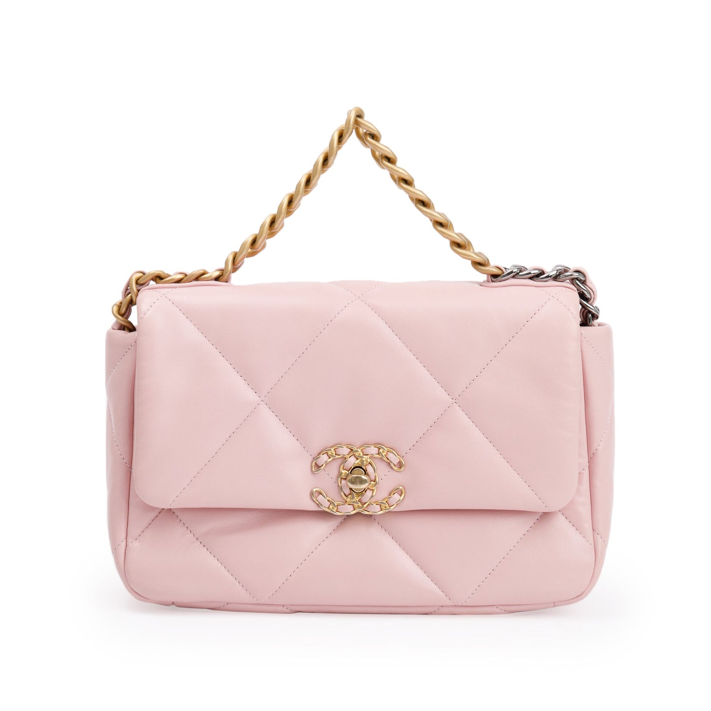 Chanel 2022 Pink Lambskin Leather Medium 19 Flap Bag