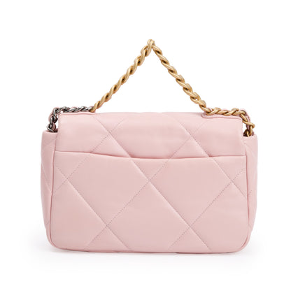 Chanel 2022 Pink Lambskin Leather Medium 19 Flap Bag