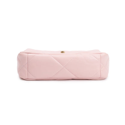 Chanel 2022 Pink Lambskin Leather Medium 19 Flap Bag