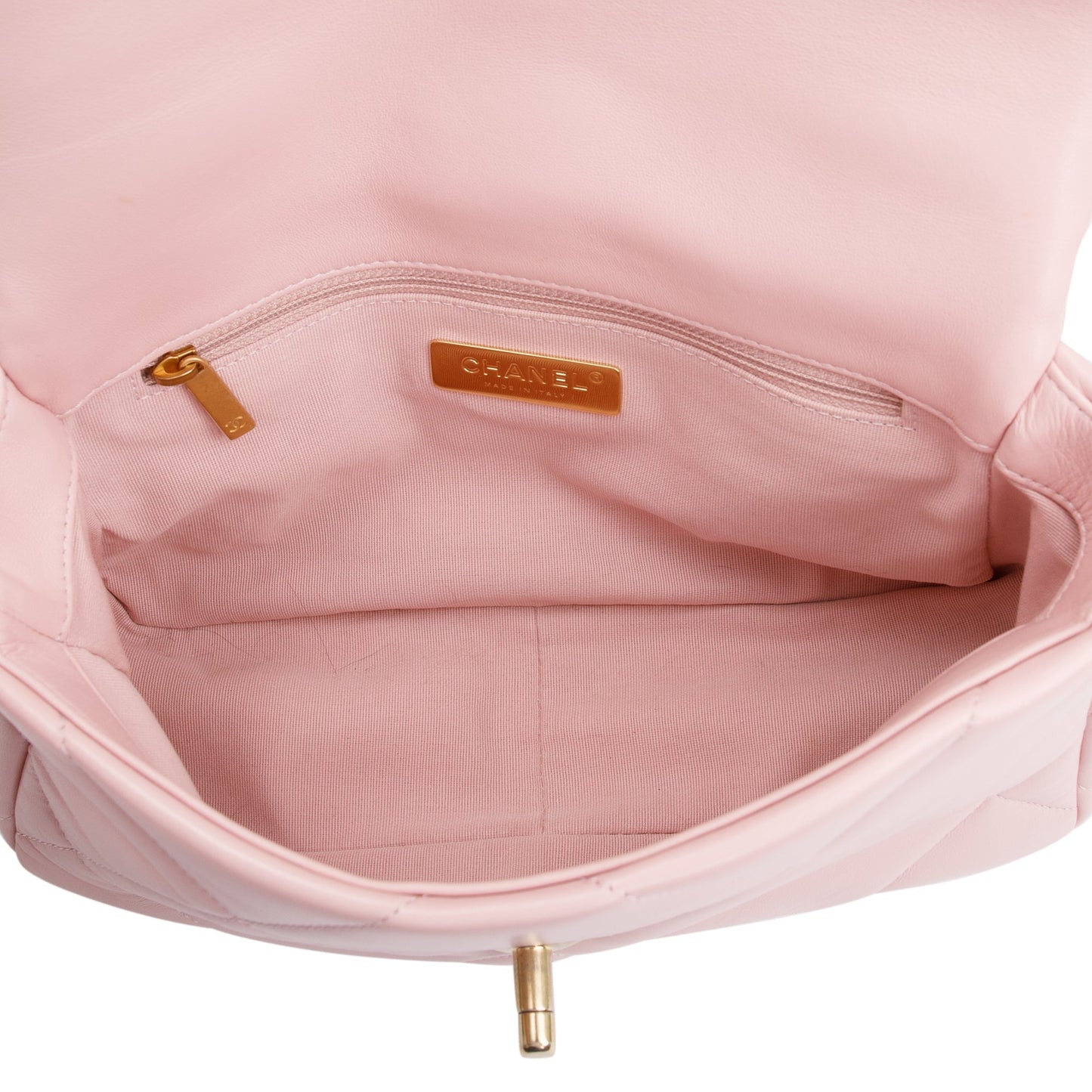 Chanel 2022 Pink Lambskin Leather Medium 19 Flap Bag
