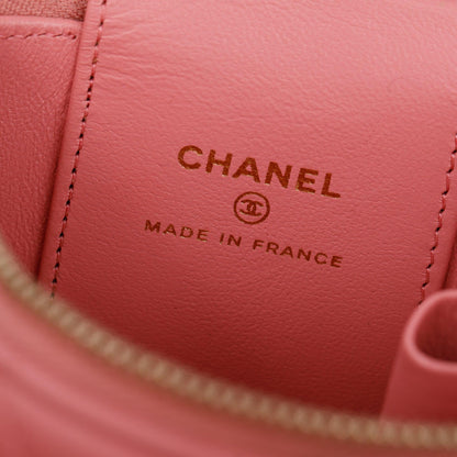 Chanel 2022 Pink Lambskin Leather Mini Vanity Case