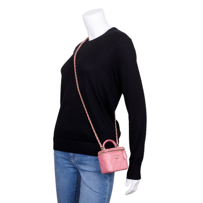 Chanel 2022 Pink Lambskin Leather Mini Vanity Case