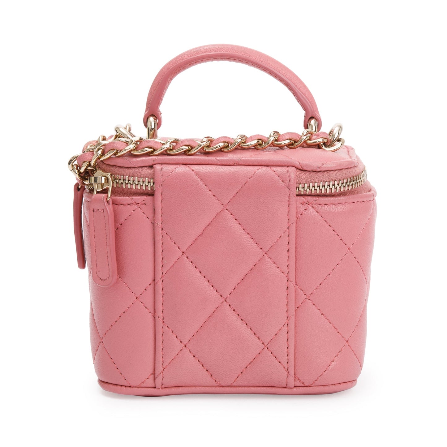 Chanel 2022 Pink Lambskin Leather Mini Vanity Case
