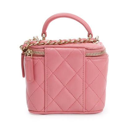Chanel 2022 Pink Lambskin Leather Mini Vanity Case