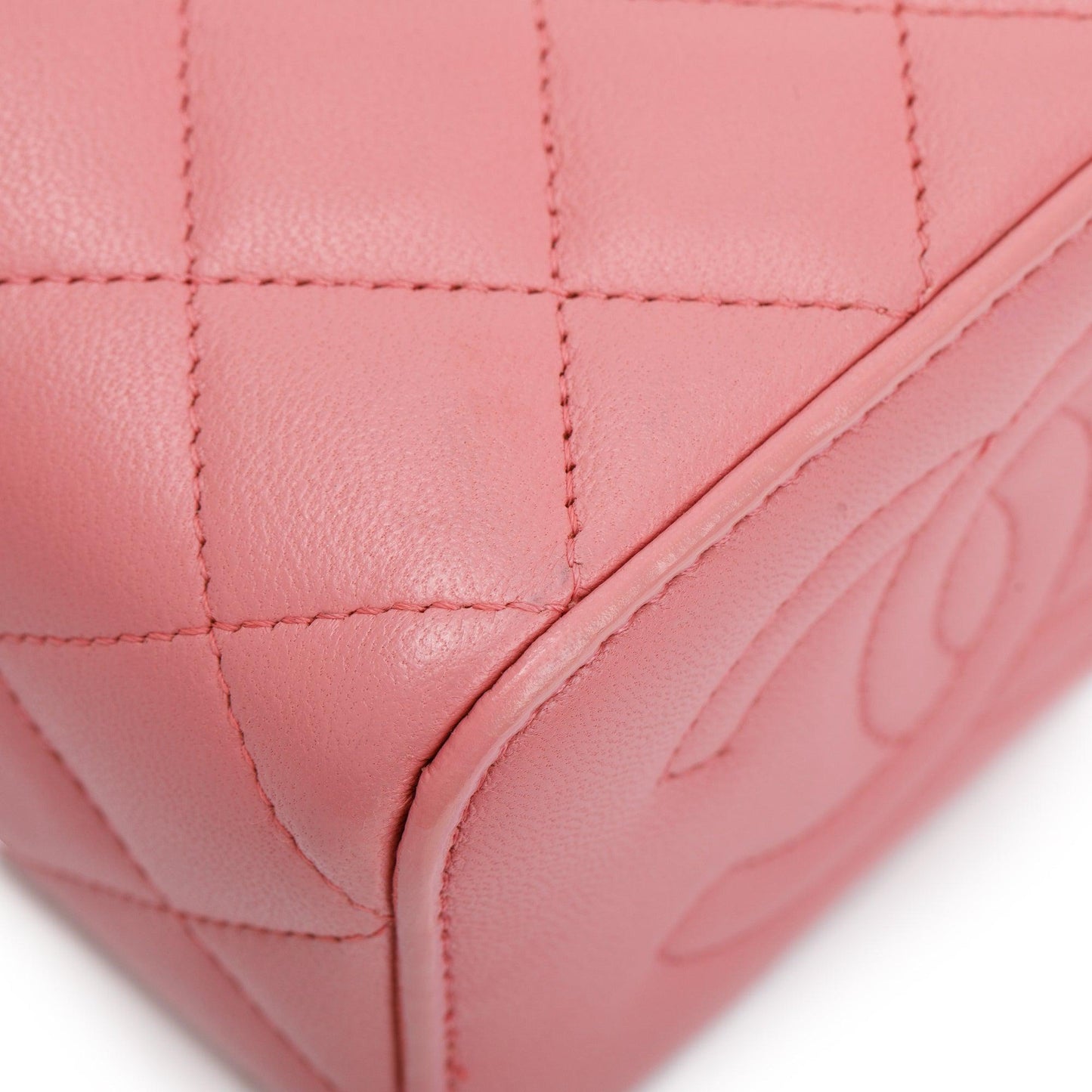 Chanel 2022 Pink Lambskin Leather Mini Vanity Case
