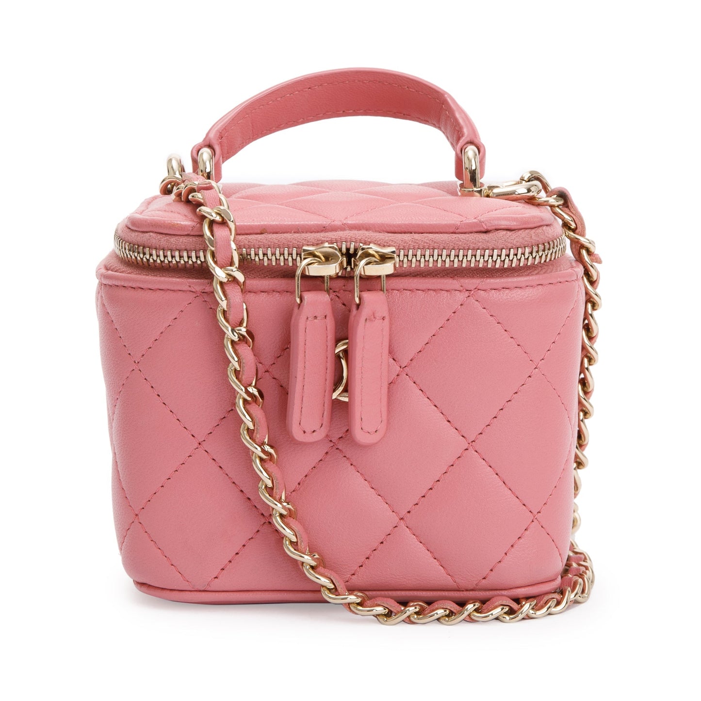 Chanel 2022 Pink Lambskin Leather Mini Vanity Case