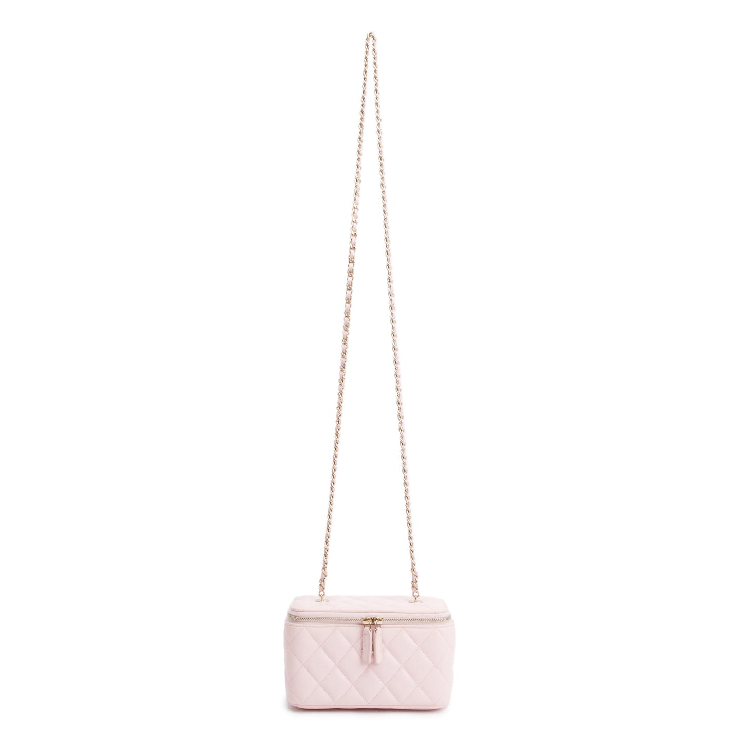 Chanel 2022 Pink Quilted Caviar Leather Small Vanity Case