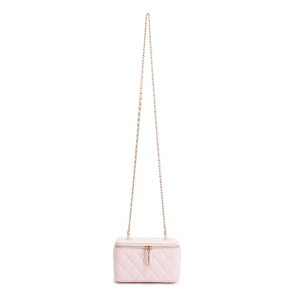 Chanel 2022 Pink Quilted Caviar Leather Small Vanity Case