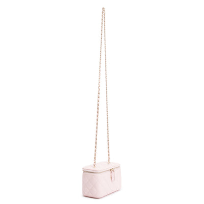 Chanel 2022 Pink Quilted Caviar Leather Small Vanity Case